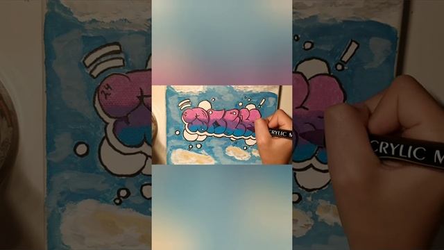 Как нарисовать граффити акриловыми маркерами на холсте! - Как рисовать акриловыми маркерами! смотреть онлайн