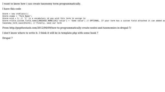 Drupal: Create taxonomy term with code смотреть онлайн