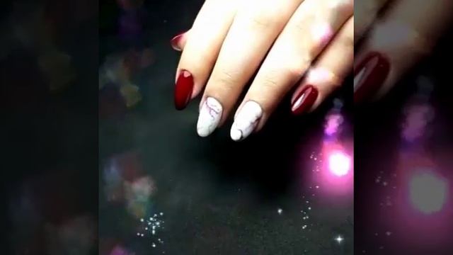 Красный мрамор на ногтях. Дизайн ногтей смотреть онлайн