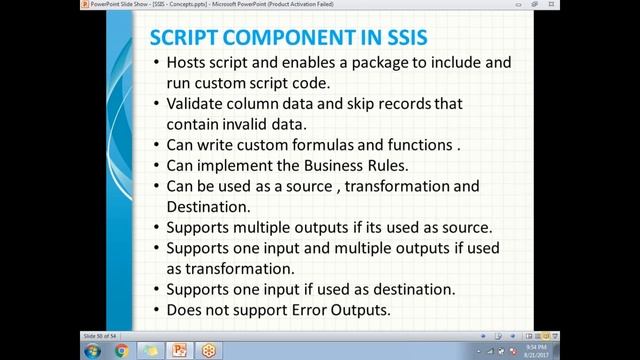 SCRIPT COMPONENT IN SSIS | Custom .Net Code in SSIS смотреть онлайн