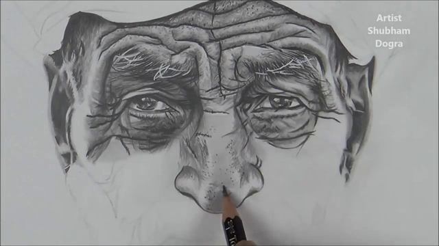 Hyper realistic drawing of an old man ? | Pencil Sketch timelapse смотреть онлайн