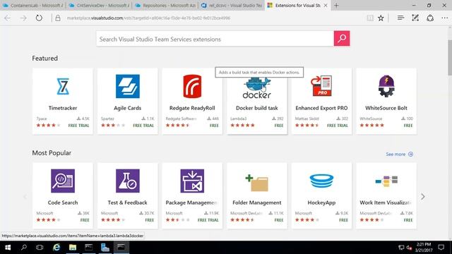 Работа с контейнерами и сервисами на основе Docker и Visual Studio Team Services смотреть онлайн
