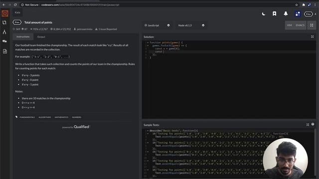 Total Amount of points | Solving JavaScript Challenges #1 | Easy | Code Katas смотреть онлайн