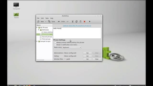 Autokey : Automate Typing Text, Phrases And Scripts In Linux Mint