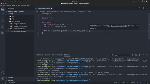 Belajar Golang #04 - Konstanta dan Operator смотреть онлайн