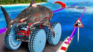 СМОЖЕТ ЛИ ГИГАНТСКИЙ МЕГАЛОДОН НА КОЛЁСАХ ПИЛАХ ПРОЕХАТЬ ГЛУБОКУЮ ЯМУ С ВОДОЙ  ГТА 5 МОДЫ РАЙЛЮХА