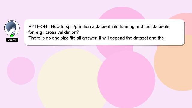 PYTHON : How to split/partition a dataset into training and test datasets for, e.g., cross validati смотреть онлайн