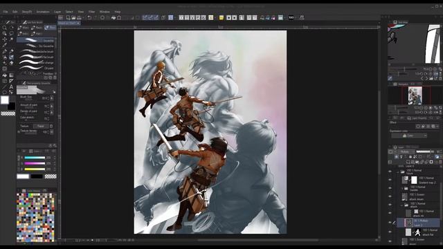 Attack on Titan Drawing Live Day 4 смотреть онлайн