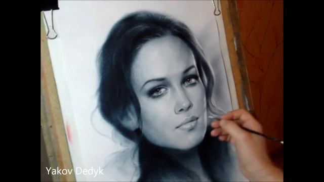 Сухая кисть - рисование портрета маслом на бумаге смотреть онлайн