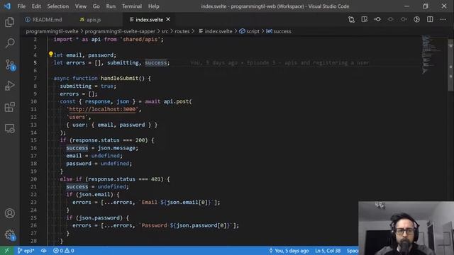 Making a user registration form in Sapper / Svelte (Rails API backend) смотреть онлайн