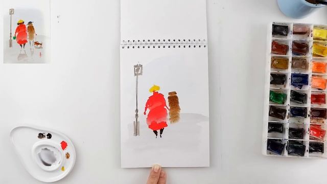 Рисуем акварелью по мотивам работ Des Bropfy. Мастер-класс акварелью для начинающих. смотреть онлайн