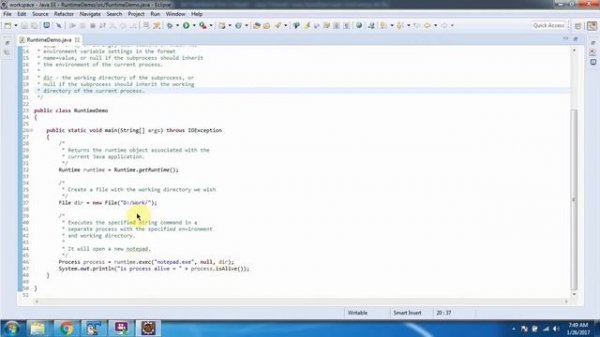 Java Runtime class (exec(String command,String[] envp,File dir) method)