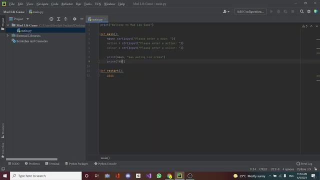 Mad Lib Game in Python смотреть онлайн
