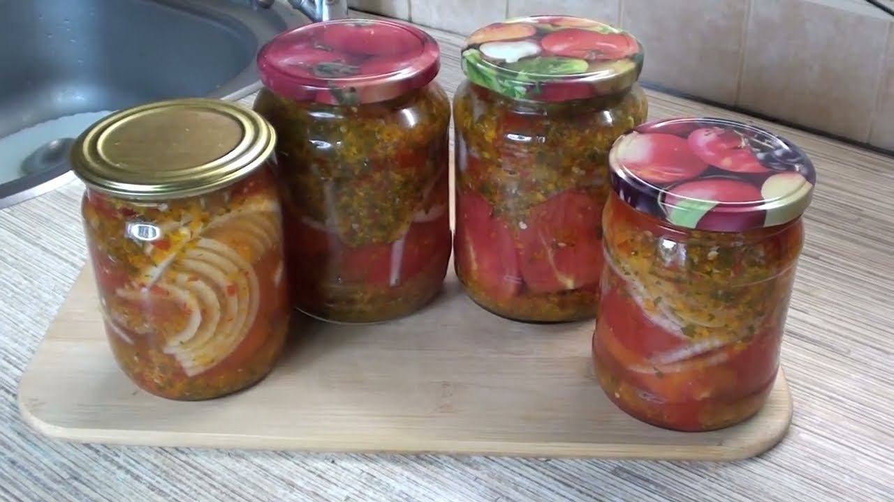 Салат из помидоров на зиму . Очень вкусно и быстро ! смотреть онлайн