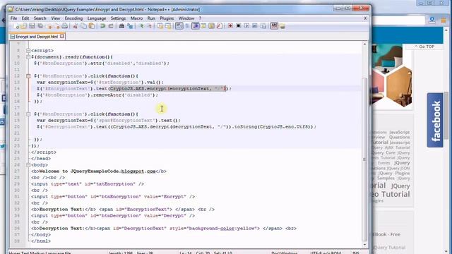 How to do Encryption And Decryption in JQuery | www.jqueryexamplecode.blogspot.com смотреть онлайн