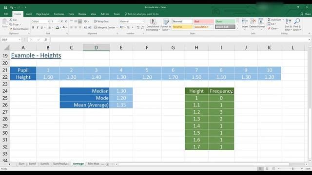 Excel 2016 - Average, Median and Mode functions смотреть онлайн