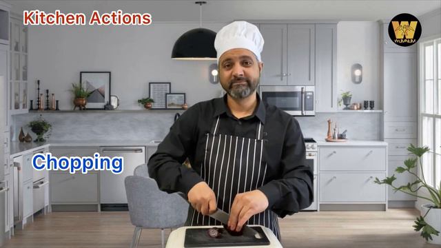 English Vocabulary: Kitchen Actions and kinds of cutting explained in Pashto language. смотреть онлайн