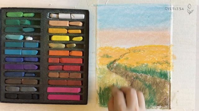 Дорога в желтые поля сухой пастелью | Soft Pastels mungyo смотреть онлайн