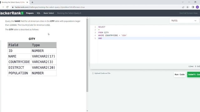 HackerRank SQL || Revising the Select Query 2 || SQL Learning смотреть онлайн