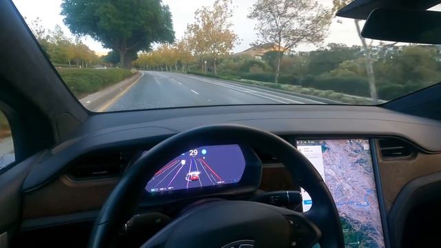 FSD Beta reverse drive in wet roads post rain part 1 смотреть онлайн