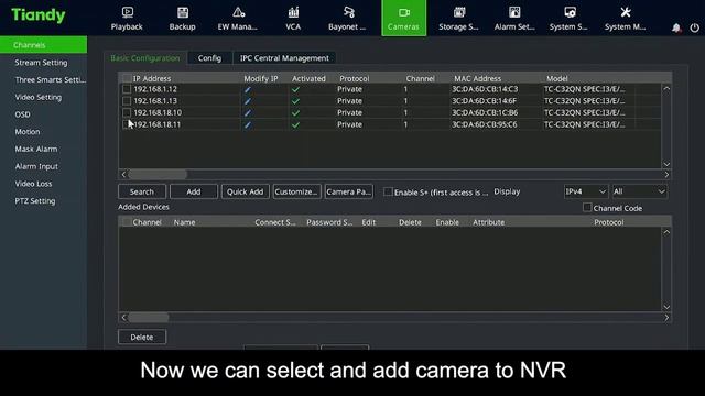 How to modify ip of tiandy ip camera's from Tiandy nvr from nvr gui and add other segment ip also. смотреть онлайн