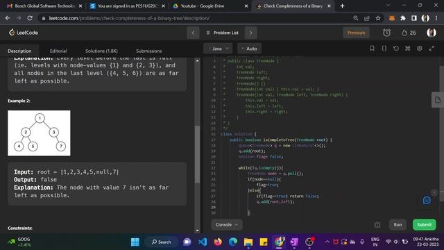 LeetCode 958 : Check Completeness of a Binary Tree || MEDIUM || JAVA || Detailed Solution смотреть онлайн