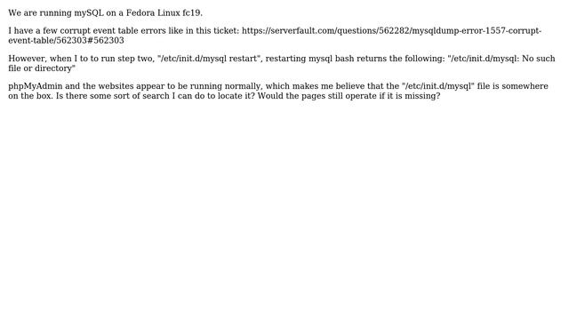 DevOps & SysAdmins: Missing File: /etc/init.d/mysql or /etc/init.d/mysqld does not exist смотреть онлайн