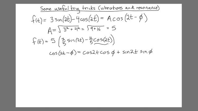 Rewriting a sin(t)+b cos(t) as a single cos function (another example) смотреть онлайн