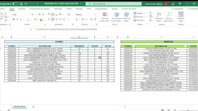 INVENTARIO DE LICORES INGRID BRICEÑO Excel 2021 11 26 18 05 43 смотреть онлайн