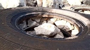 Опорная стена из покрышек