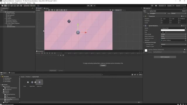 Unity 2D - Create a Platform Game | Spike Ball Platform | Part 13 | смотреть онлайн