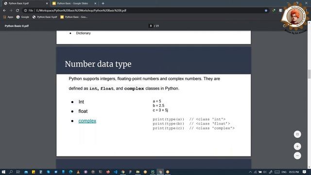 Numbers | Variable Types | Python Workshop | Swami Vivekananda Group of Institutes смотреть онлайн
