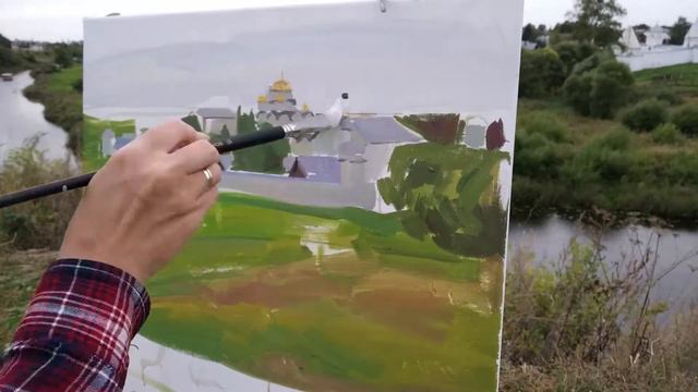 Пейзаж маслом на пленэре / Живопись Виктории Харченко смотреть онлайн