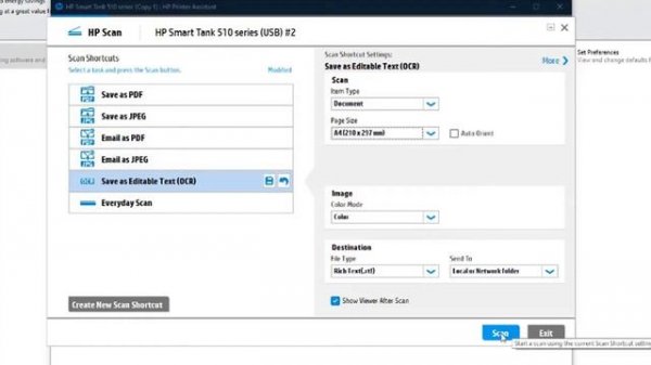 HP Smart Tank 515 how to scan OCR