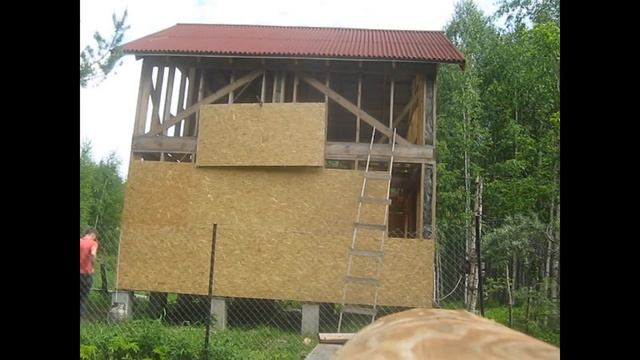 Монтаж ОСП (OSB) без лесов, каркасный дом в одиночку, обшивка каркасного дома ОСП смотреть онлайн