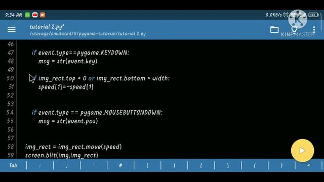 part 2 | Python pygame using Pydroid | game development | get_rect() speed | music | sound effects. смотреть онлайн