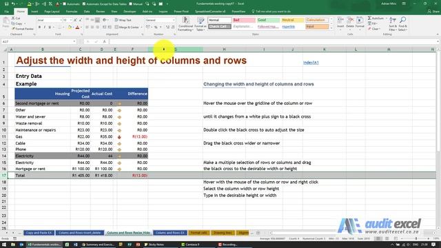 Change Excel's width & height of columns & rows смотреть онлайн