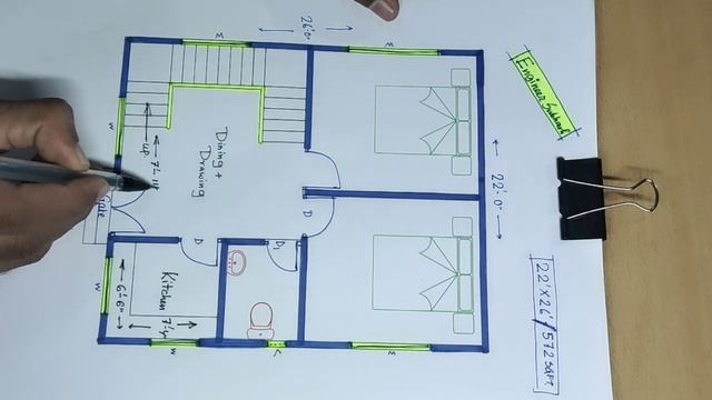 22 x 26 house plan design II 22 x 26 ghar ka naksha II 572 sqft house plan design смотреть онлайн