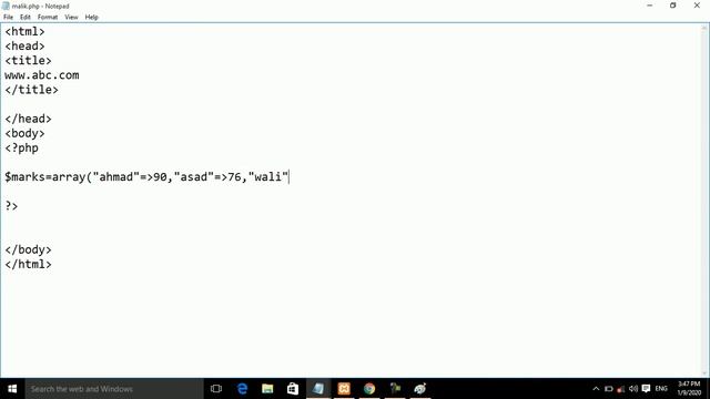 10th class PHP Array numeric and associative array смотреть онлайн