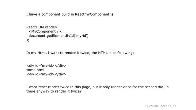 HTML : React: How to render a component twice in a page? смотреть онлайн