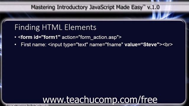 JavaScript Training Tutorial Finding HTML Elements смотреть онлайн