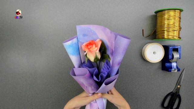 ABC TV | How To Make Flower Bouquet With Single Rose #7 - Craft Tutorial смотреть онлайн