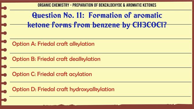 MCQ Questions Preparation Of Benzaldehyde & Aromatic Ketones With Answers