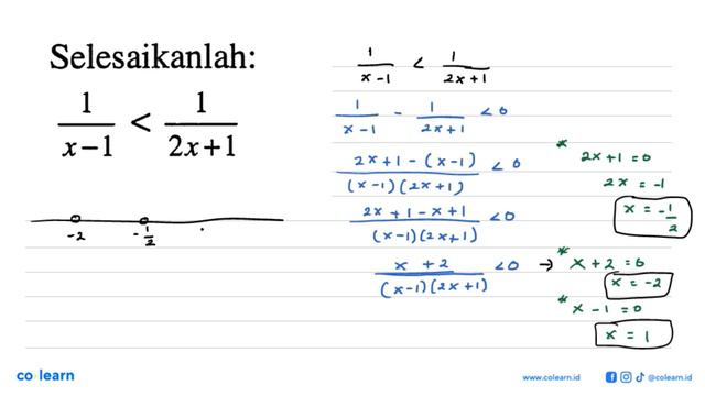 Selesaikanlah: 1/(x-1)﹤1/(2x+1) смотреть онлайн