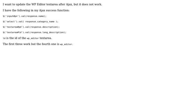 Wordpress: Can't update WP Editor after Ajax смотреть онлайн