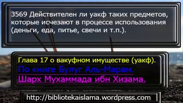 3569 Действителен ли уакф таких предметов, которые исчезают в процессе использования деньги, еда, п смотреть онлайн