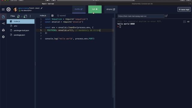 REPL.it - validate environment variables смотреть онлайн