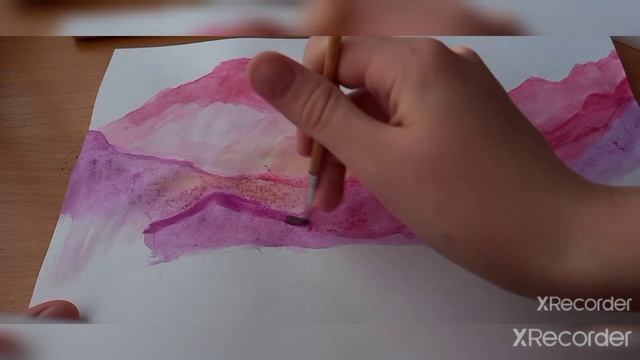 Как нарисовать лёгкий пейзаж/акварельный пейзаж розовый смотреть онлайн