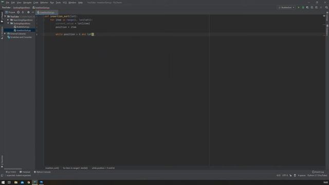 Сортировка вставками. Insertion sort. Python смотреть онлайн
