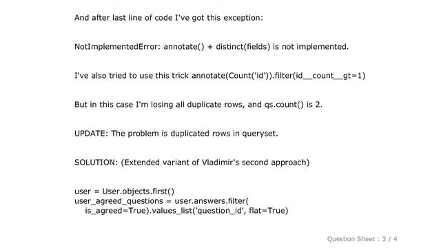 Django : Django: NotImplementedError: annotate() + distinct(fields) is not implemented смотреть онлайн